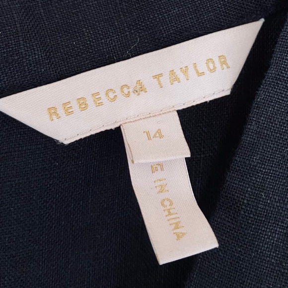 PLUS Rebecca Taylor 100% Linen Classic Black Wide Leg Cropped Jumpsuit Size 14 - Picture 4 of 8